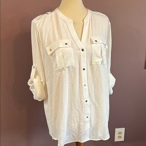 Calvin Klein White Button-Up Women's Top